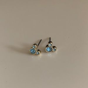 Gold Mickey Mouse Aquamarine Earrings